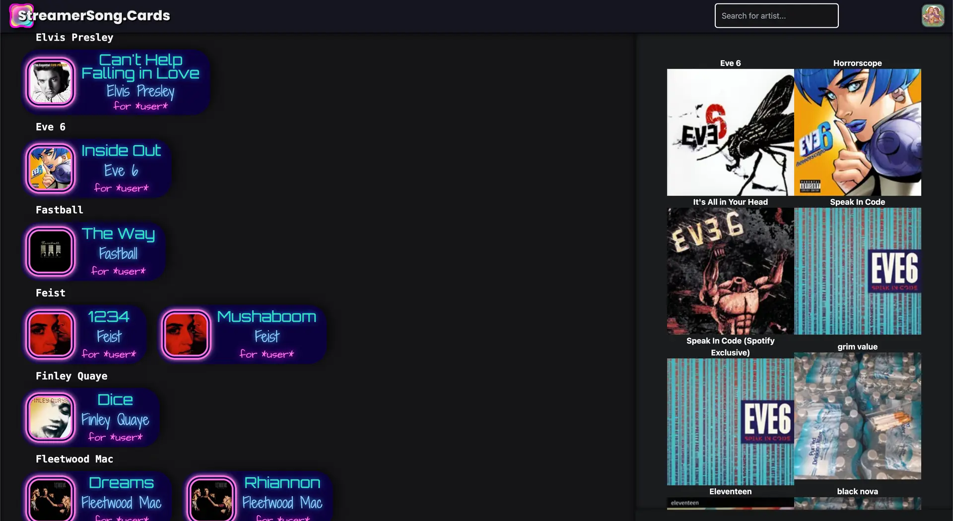 Image of the art manager on StreamerSong.Cards