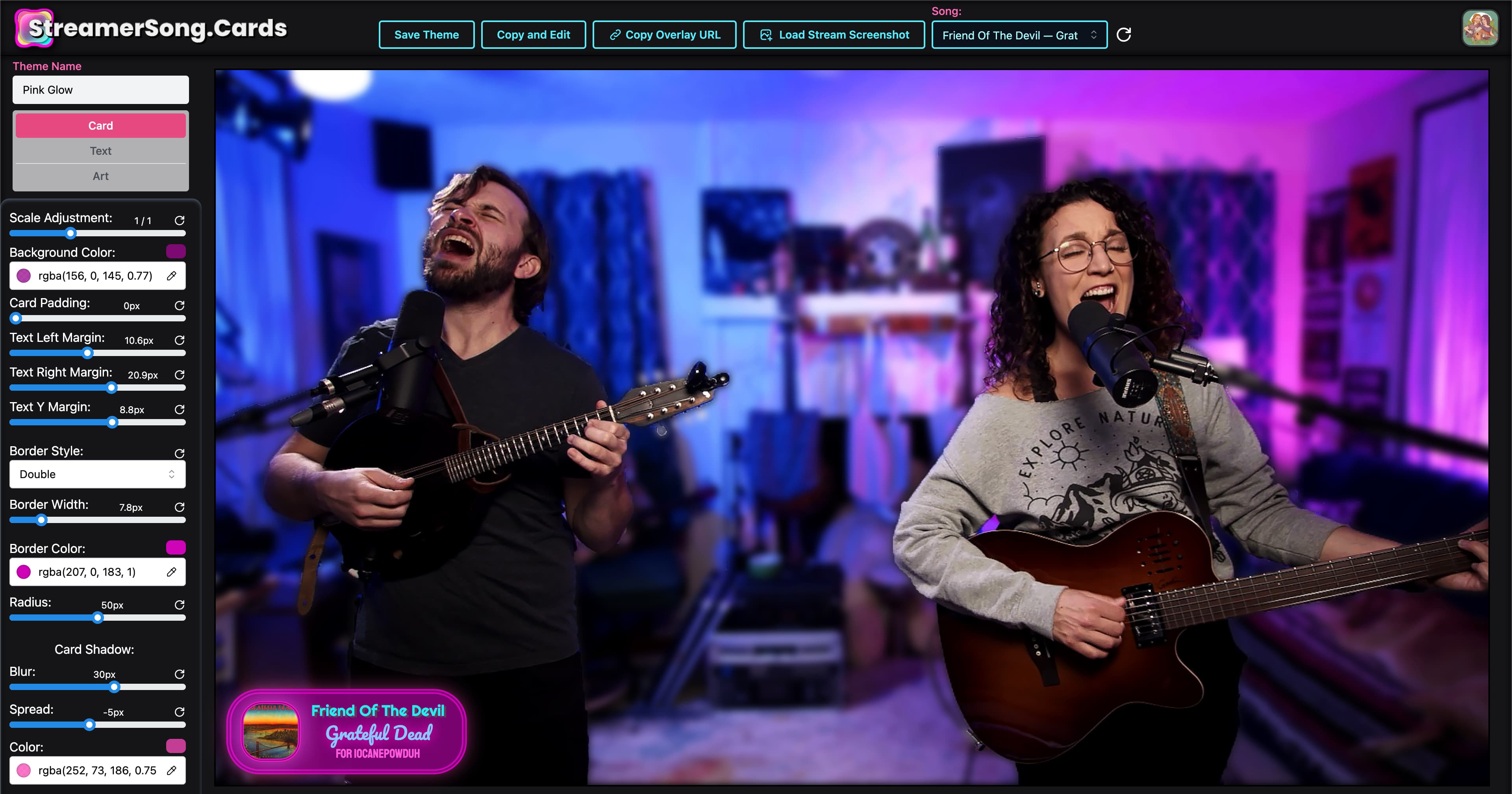 StreamerSong.Cards Editor Preview